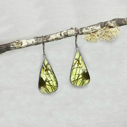 Teardrop Green Opal Earrings