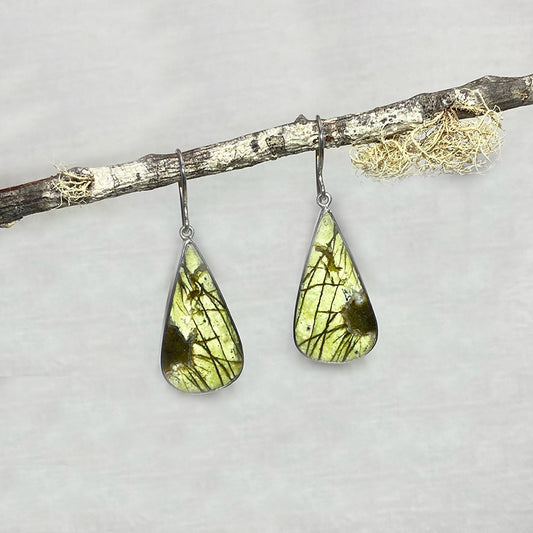 Teardrop Green Opal Earrings