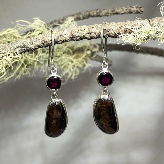 Combination Garnet and Sapphire Earrings