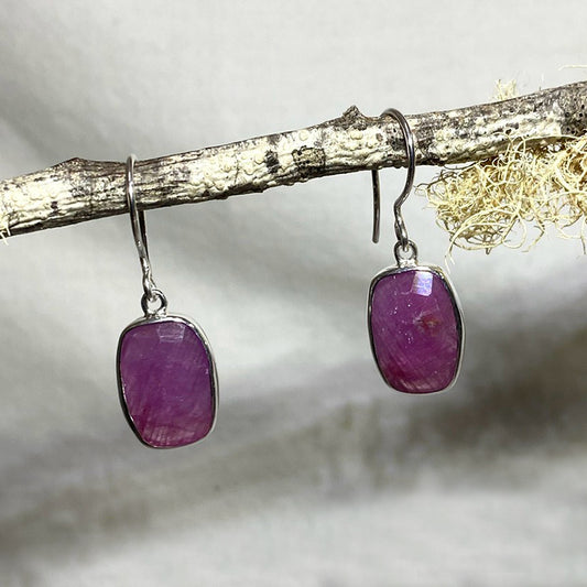 Faceted Raspberry Sapphire Earrings