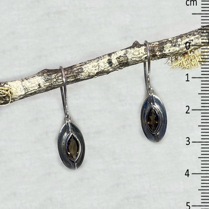 Marquese Smoky Quartz Ornate Sterling Silver Earrings