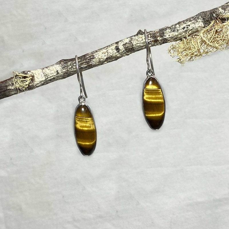 Oval Tigers Eye Earrings
