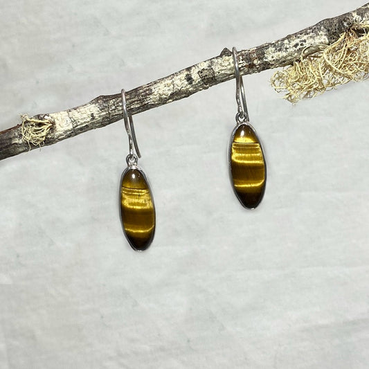 Oval Tigers Eye Earrings