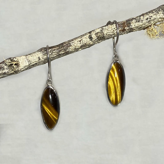 Oval Tiger Eye Earrings