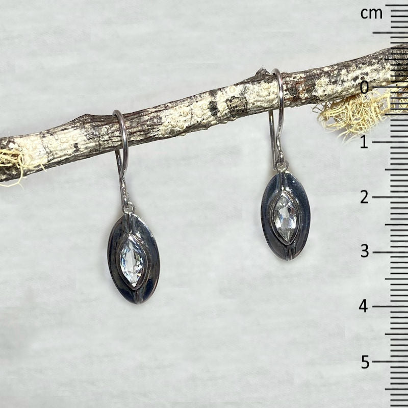 Marquese White Topaz Ornate Sterling Silver Earrings