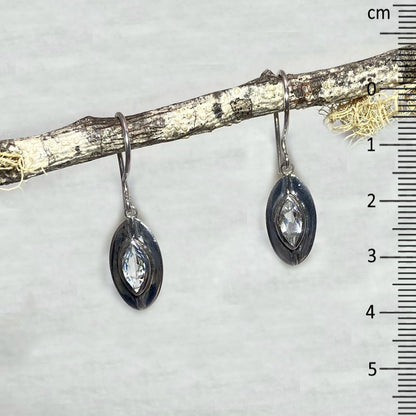 Marquese White Topaz Ornate Sterling Silver Earrings