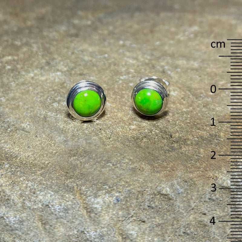 Round Mojave Turquoise Stud Earrings