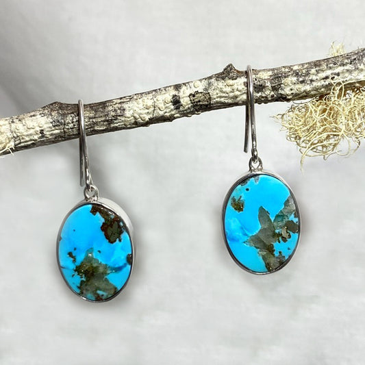 Oval Kingman Turquoise Earrings