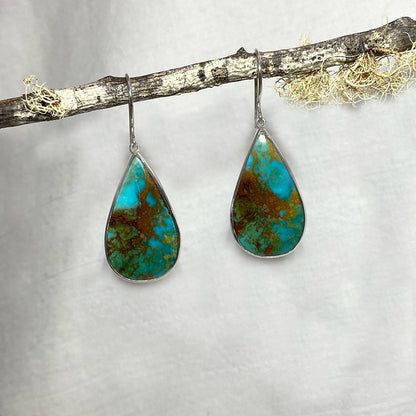 Teardrop Kingman Mine Turquoise Earrings
