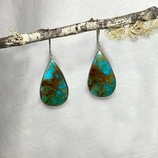 Teardrop Kingman Mine Turquoise Earrings
