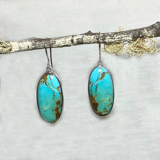 Oval Kingman Turquoise Earrings