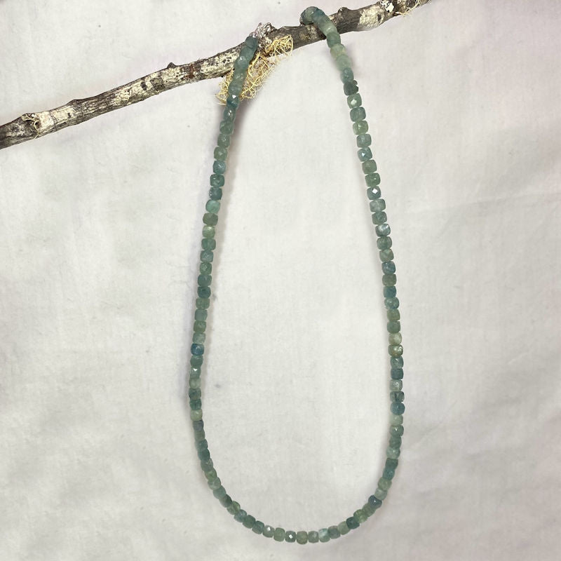 Faceted Beaded Green Kyanite Necklace