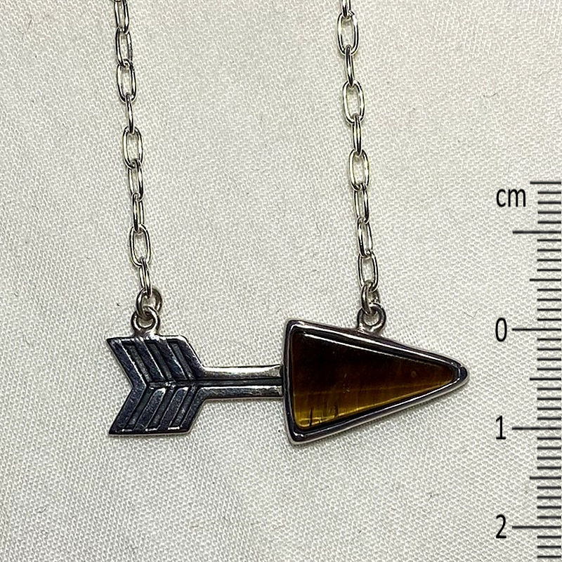 Tigers Eye Sterling Silver Arrow Necklace