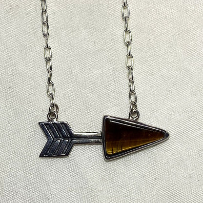 Tigers Eye Sterling Silver Arrow Necklace