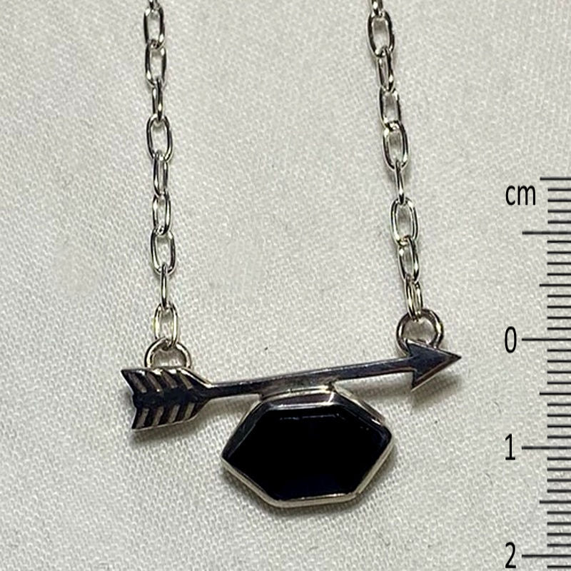 Faceted Black Tourmaline Sterling Silver Arrow Necklace