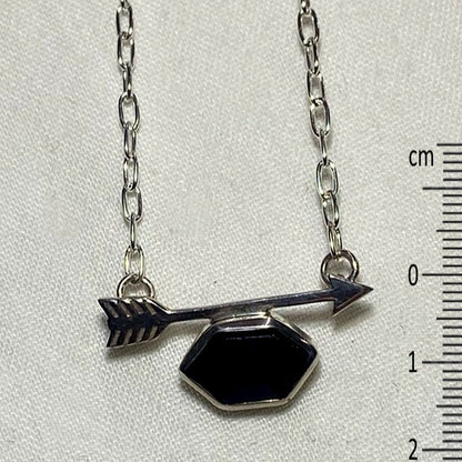 Faceted Black Tourmaline Sterling Silver Arrow Necklace
