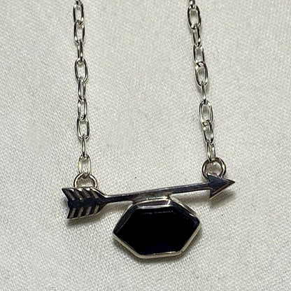 Faceted Black Tourmaline Sterling Silver Arrow Necklace