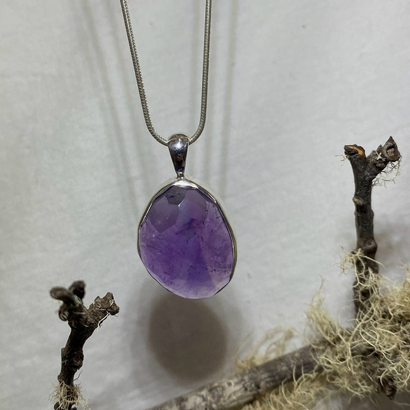 Freeform Faceted Amethyst Pendant