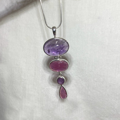 Combination Amethyst, Ruby & Sapphire Pendant