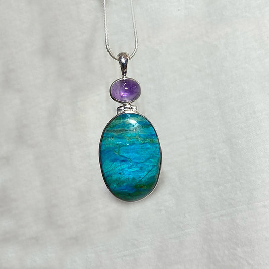 Combination Oval Amethyst & Oval Andean Opal Pendant