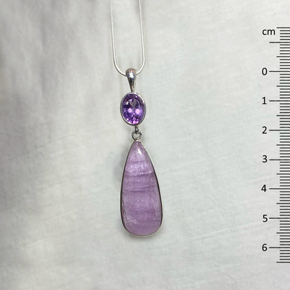 Combination Oval Faceted Amethyst & Teardrop Kunzite Pendant