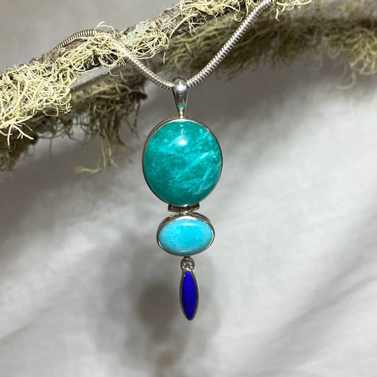 Combination Amazonite and Lapis Lazuli Pendant