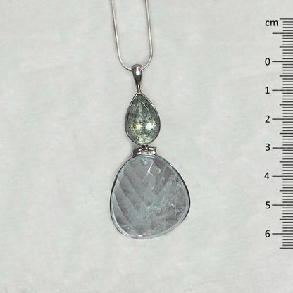 Teardrop Faceted Aquamarine With Inclusions & Freeform Faceted Aquamarine Pendant