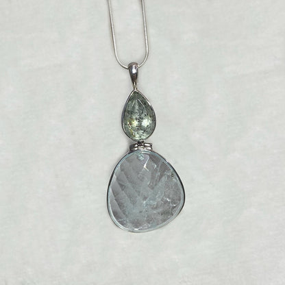 Teardrop Faceted Aquamarine With Inclusions & Freeform Faceted Aquamarine Pendant