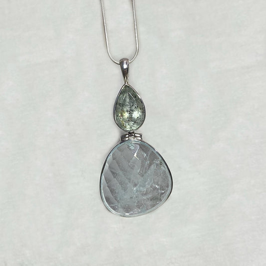 Teardrop Faceted Aquamarine With Inclusions & Freeform Faceted Aquamarine Pendant