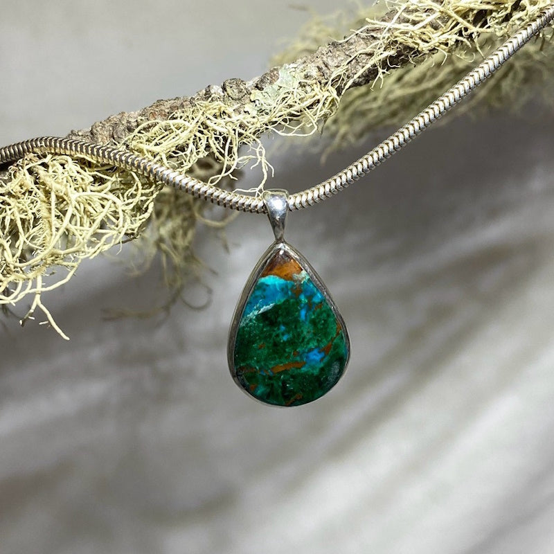 Teardrop Chrysocolla Malachite Pendant