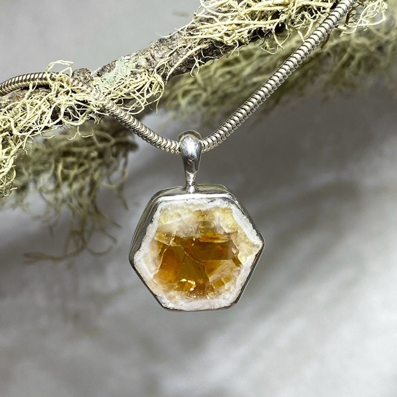 Hexagon Shaped Citrine Pendant