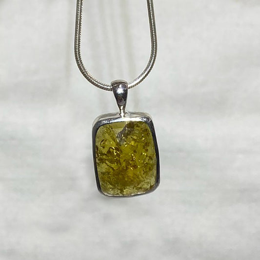 Rectangle Faceted Grossular Garnet Pendant