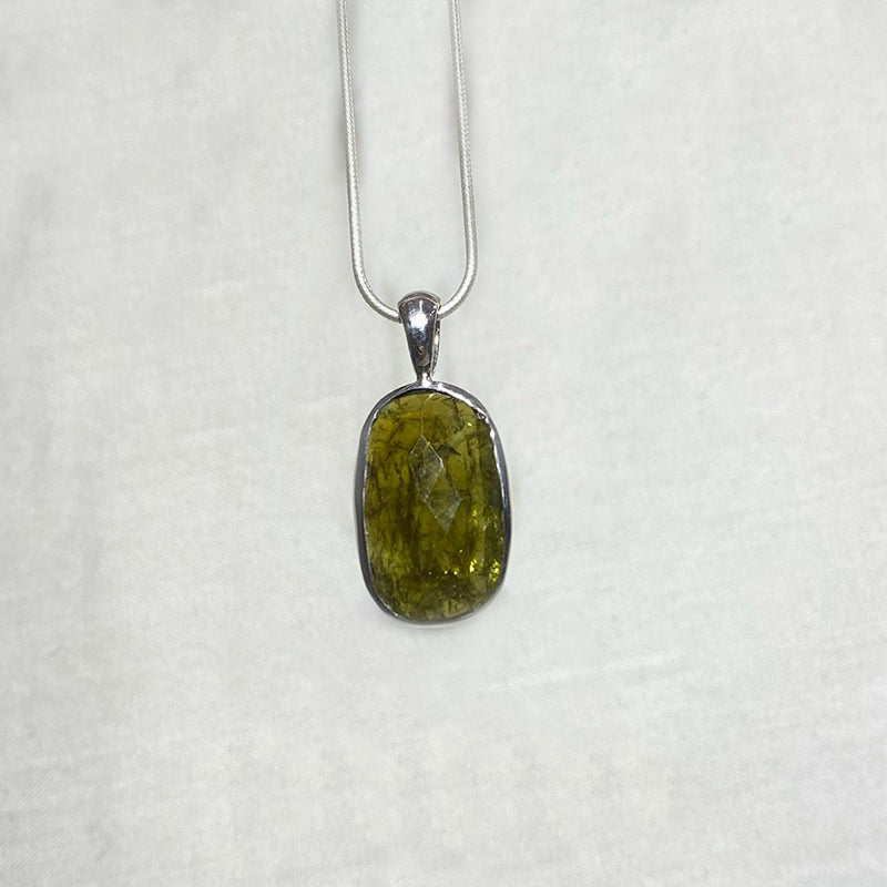 Faceted Oval Grossular Garnet Pendant