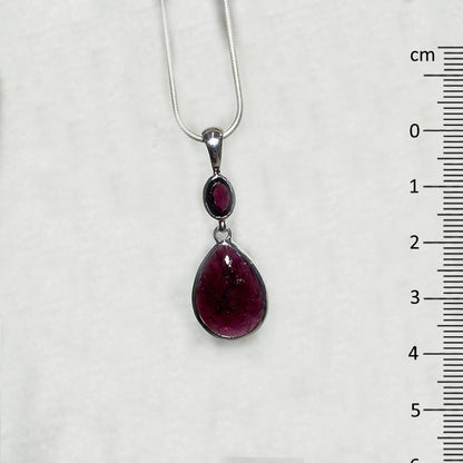 Teardrop & Faceted Oval Garnet Pendant