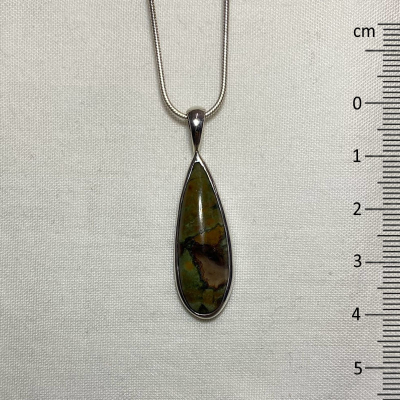 Teardrop Rainforest Rhyolite Jasper Pendant