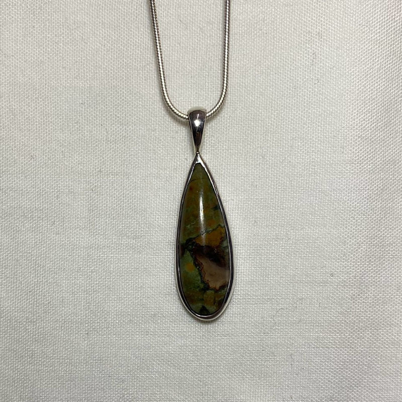 Teardrop Rainforest Rhyolite Jasper Pendant