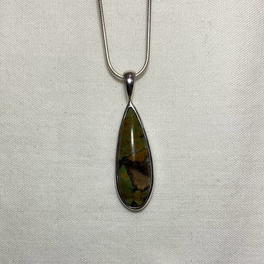Teardrop Rainforest Rhyolite Jasper Pendant