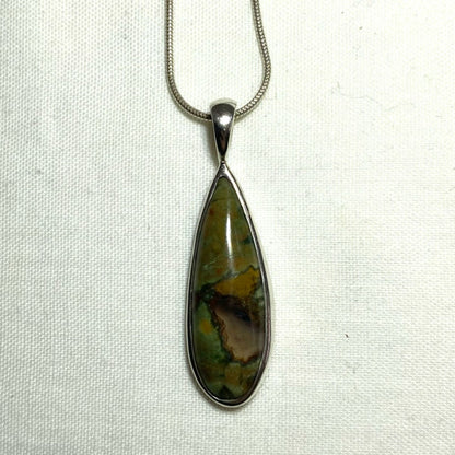 Teardrop Rainforest Rhyolite Jasper Pendant