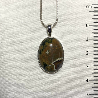 Oval Rainforest Rhyolite Jasper Pendant