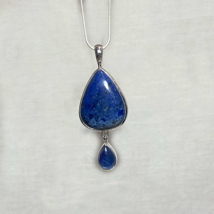 Combination Teardrop Dumortierite & Teardrop Kyanite Pendant