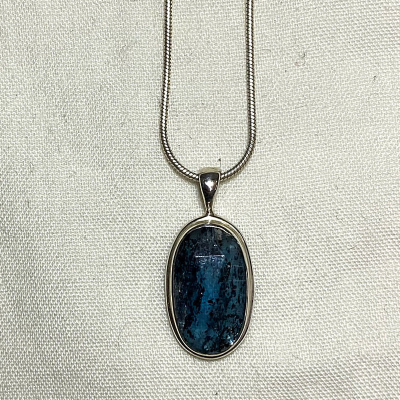 Faceted Oval Ocean Kyanite Pendant