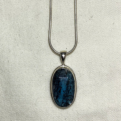 Faceted Oval Ocean Kyanite Pendant