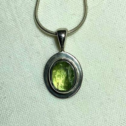Faceted Oval Green Kyanite Pendant