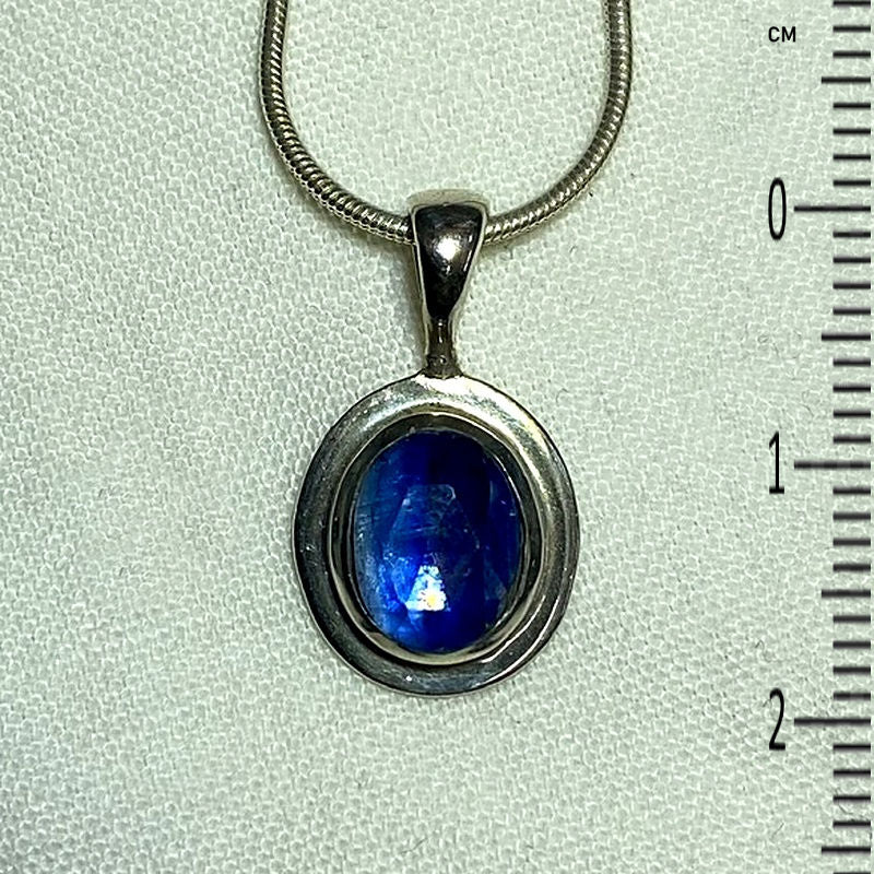 Faceted Oval Blue Kyanite Pendant