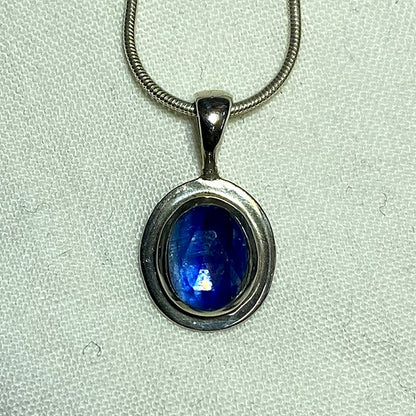 Faceted Oval Blue Kyanite Pendant