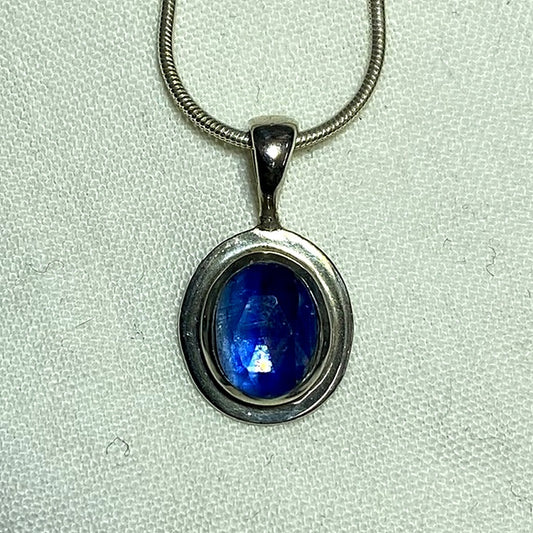 Faceted Oval Blue Kyanite Pendant