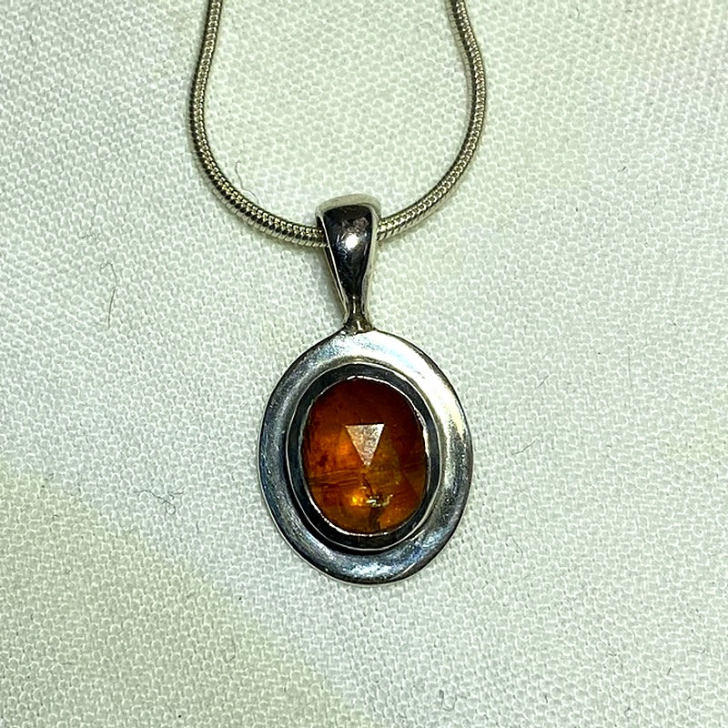 Oval Faceted Orange Kyanite Pendant