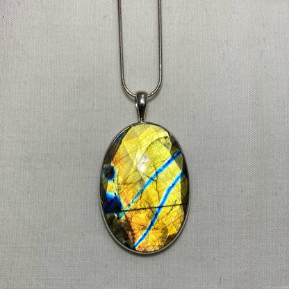 Faceted Oval Labradorite Pendant