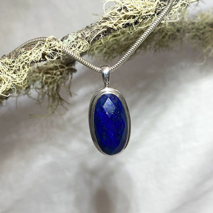 Ornate Sterling Silver Oval Lapis Lazuli Pendant