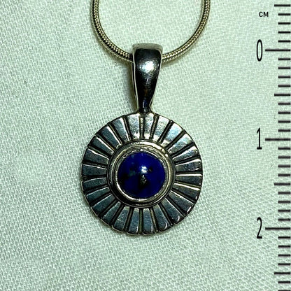 Round Lapis Lazuli Ornate Sterling Silver Pendant